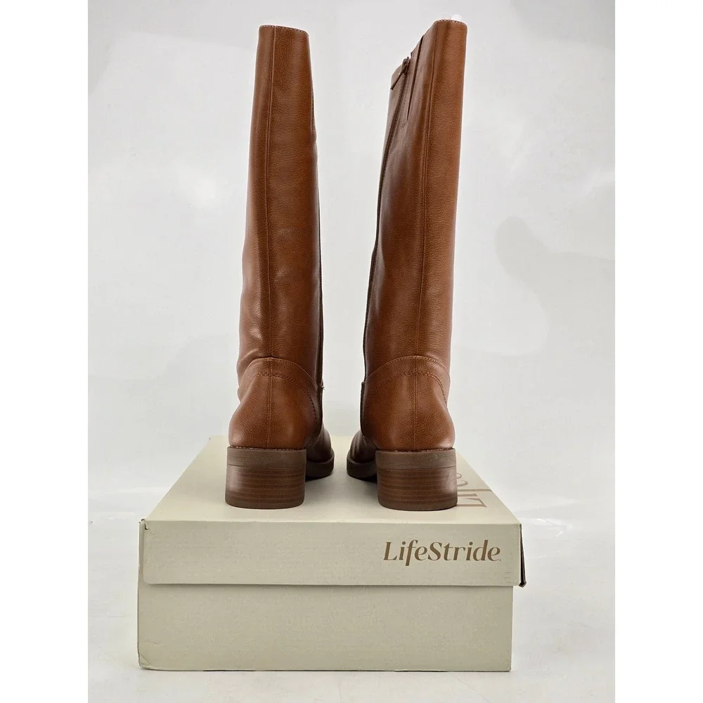 LifeStride Brinley Boots Womens 9.5W Caramel Tall Zip Soft System -NEW